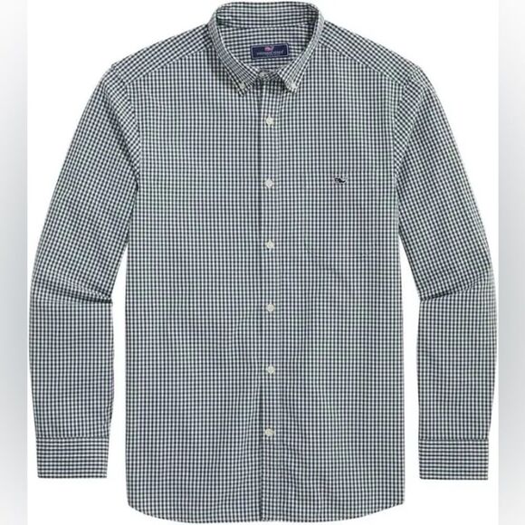 Vineyard Vines Mens Stretch Poplin Long Sleeve Gingham Shirt. Size Small. - Picture 1 of 9